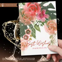 Coral Pink Floral Best Wishes On Your Special Day  Holiday Card