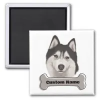 Cute Siberian Huskies Watercolor Pet Dog Magnet