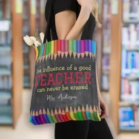 Teacher Quote Chalkboard Pencils Appreciation Tote Bag