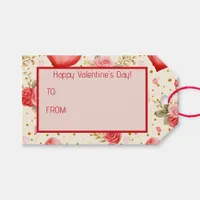 Valentine's Pink and Red Roses and Hearts  Gift Tags