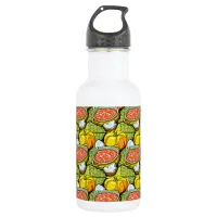 Pumpkins, Soup and Striped Background Stainless Steel Water Bottle