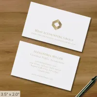 Simple White Gold Diamond Logo Business Card