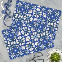 Blue and White Classic Elegant Damask Pattern Tissue Paper