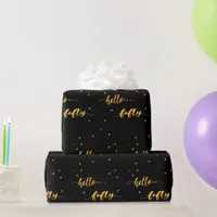 50th birthday black gold hello 50 typography wrapping paper