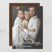 Rust Gold Joyful Tidings Script Custom Photo Holiday Card