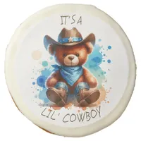 It's a Boy | Cowboy Teddy Bear Boy's Baby Shower Sugar Cookie