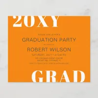 Budget Orange Bold Graduation Party Invitation