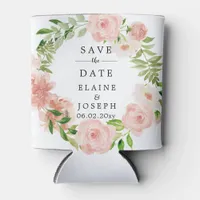 Rustic Floral Wreath Save The Date Photo Can Cooler