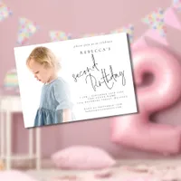 Modern Photo Overlay 2nd Birthday Invitation