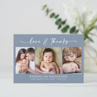 Love & Thanks | Modern Three Photo New Baby Thank You Card