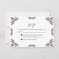 Mexican Talavera Purple Floral Minimalist Wedding RSVP Card