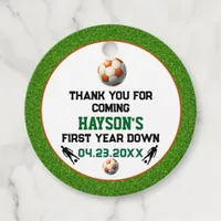 Soccer First Year Down 1st Birthday Party Favor Tags