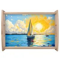 Sailboat at Sunset Serving Tray