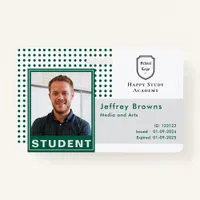 Modern Student ID Photo Dark Green University Badge