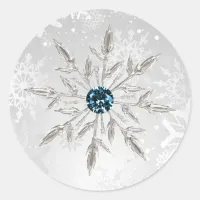 silver aqua snowflakes winter wedding stickers