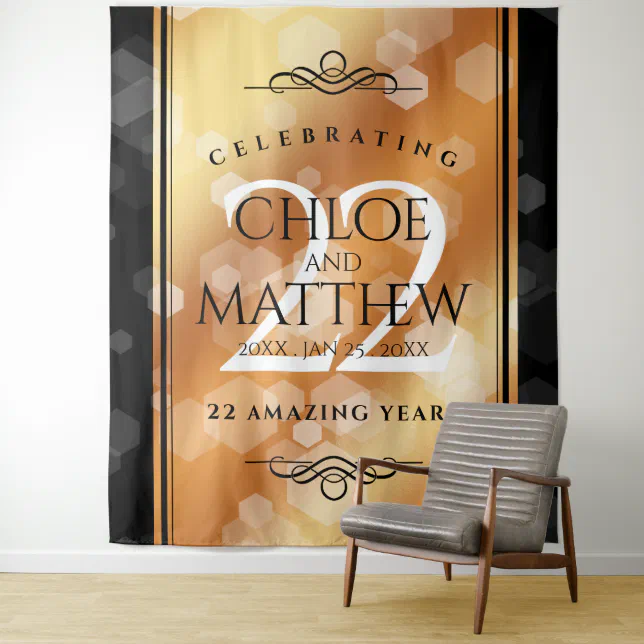 Elegant 22nd Copper Wedding Anniversary Tapestry