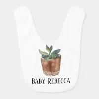 Potted Succulent Houseplant Custom Baby Bib