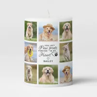 Paw Prints On My Heart Pet Memorial Photo Collage Pillar Candle