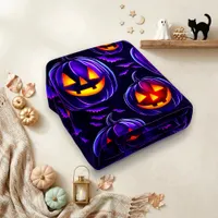 Eerie Purple Gothic Pumpkin Fleece Blanket