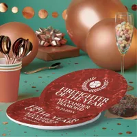 Elegant Firefighter of the Year Red Marble Paper Plates