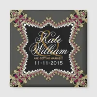 Vintage Lace Wedding Announcement Magnet