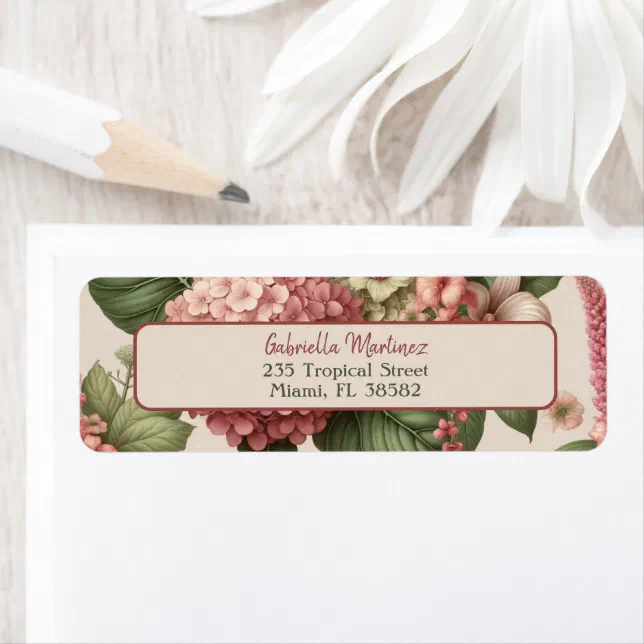 Tropical Floral and Papaya Return Address Label