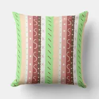 Brown, Burgundy, Green and Mauve Whimsical  Throw Pillow