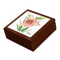 Daylily Floral Personalized Jewelry Keepsake Box