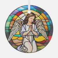 Praying Angel Rainbow Stained Glass Ornament