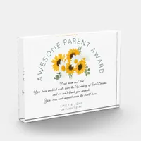 Awesome Parent Award Sunflowers Wedding Thank You Photo Block
