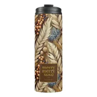 Earth Tones Christmas Merry Pattern#21 ID1009 Thermal Tumbler