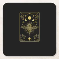 Cottagecore Aesthetic Mushroom Moth Goblincore Aca Square Paper Coaster