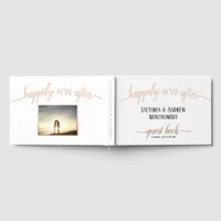 Happily Ever After Rose Gold Script Photo Wedding Foil Guest Book