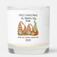 First Christmas Family Five Retro Gnoomes Ornament Scented Candle