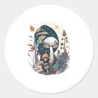 Aesthetic Goblincore Cottagecore Mushroom Botanica Classic Round Sticker