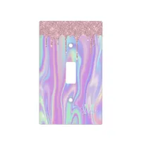 Monogram Metallic Rose Gold Glitter & Iridescent Light Switch Cover