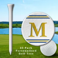 Custom Monogram Golfer Blue Gold Personalized  Golf Tees