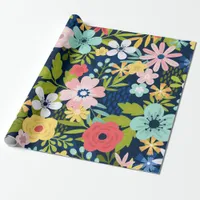 Colorful Botanical Pattern Wrapping Paper