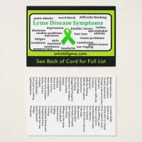 Lyme Disease Symptoms List Informational Card