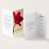 Red Tulip Floral Spring Funeral Memorial Prayer Business Card