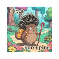 Pokey Porcupine  | Cute Cartoon Kid's Nursery Art