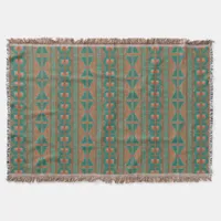 Southwestern Copper Teal Geometric Pattern Throw Blanket