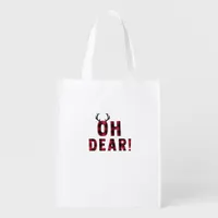 Funny Attitude Oh Dear Plaid Deer Creative Design Grocery Bag