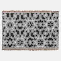 Gray Black+White Geometric Pattern NoColor #9 Throw Blanket