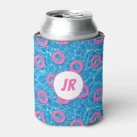 Swimming Pool Beach Birthday Party Monogram Can Cooler