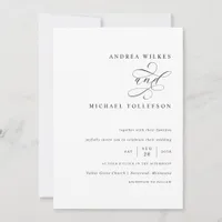 Romantic Black and White Calligraphy Wedding Invitation