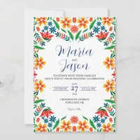 Mexican Floral Colorful Botanical Flowers Wedding Invitation