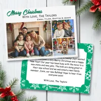 Snowflakes Three Family Photos Christmas Holiday Card