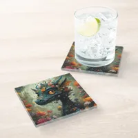 Baby Dragon Fantasy Glass Coaster