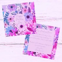 Mom Pink, Blue And Purple Flowers Mothers Day Card